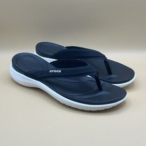 Crocs Dual Comfot Black White Thong Flip Flop Sandals - Women's Size 10 USED